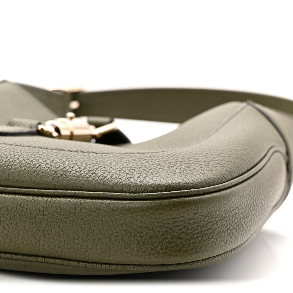 Grained Calfskin Web Medium Jackie 1961 Hobo Dark Green