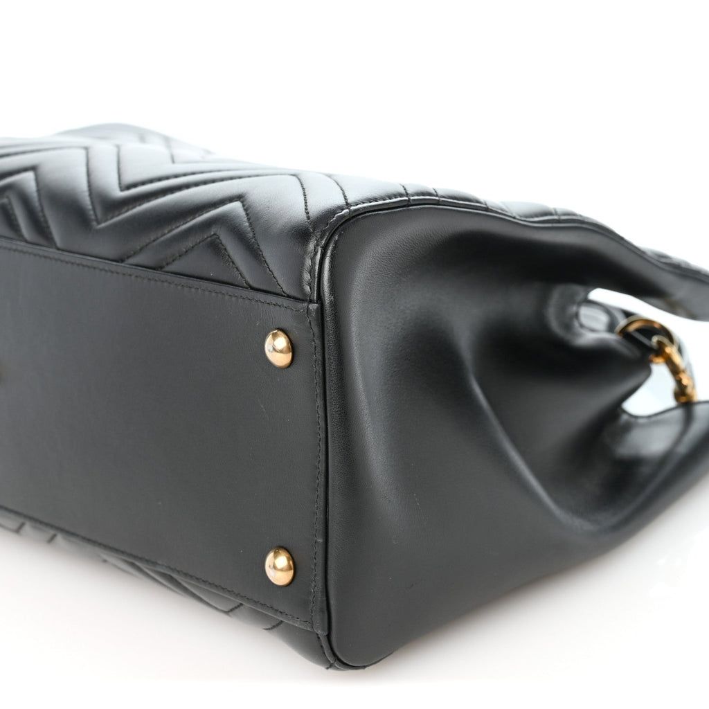 Calfskin Matelasse Medium GG Marmont Tote Black