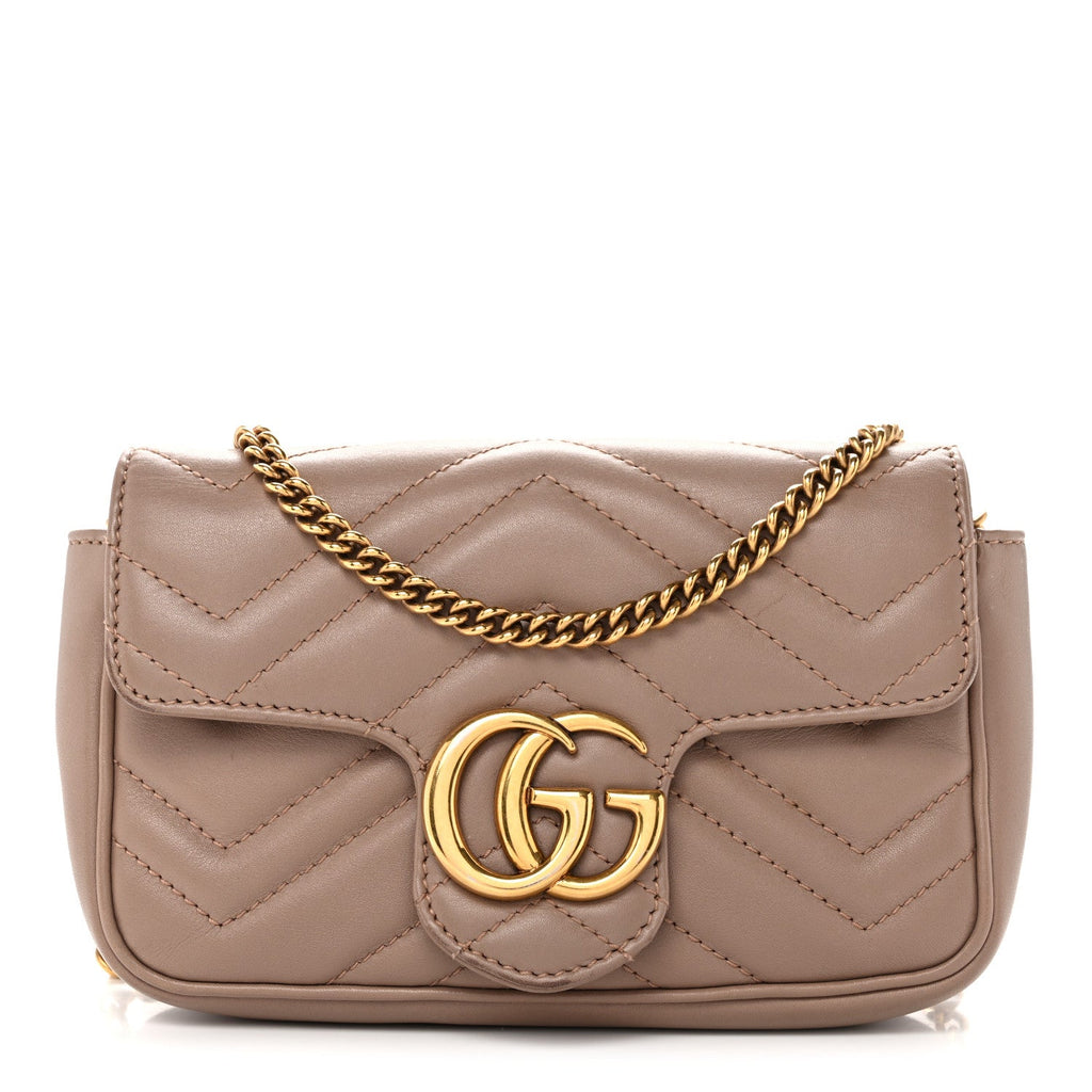 Calfskin Matelasse Super Mini GG Marmont Shoulder Bag Porcelain Rose