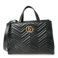 Calfskin Matelasse Medium GG Marmont Tote Black