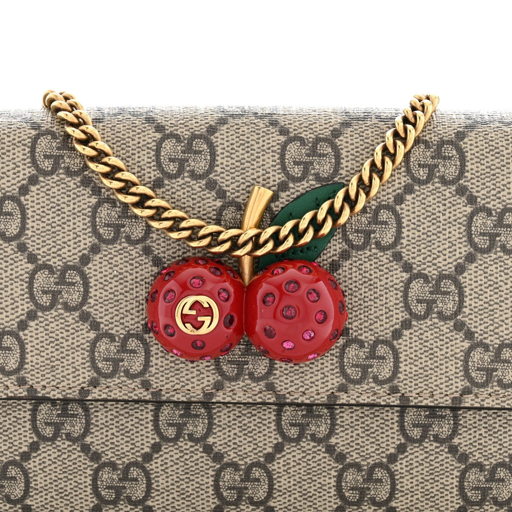 GG Supreme Monogram Mini Cherry Chain Bag