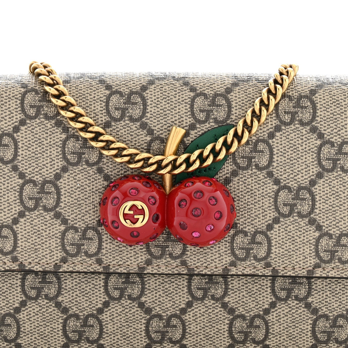 GG Supreme Monogram Mini Cherry Chain Bag