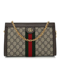 GG Supreme Monogram Web Small Ophidia Chain Shoulder Bag Brown