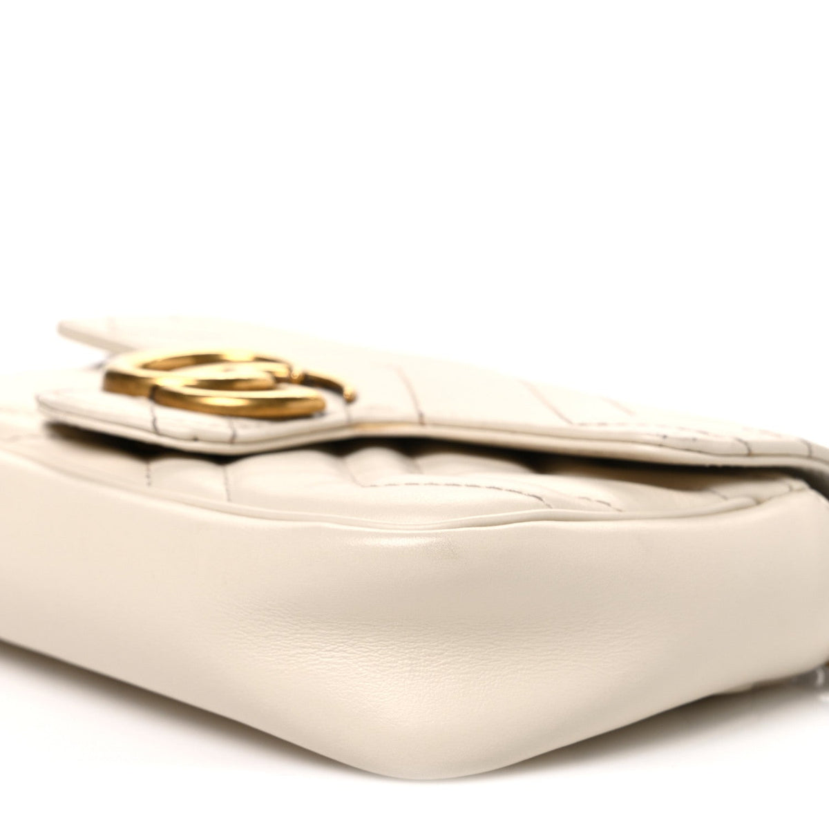 Calfskin Matelasse Super Mini GG Marmont Shoulder Bag White