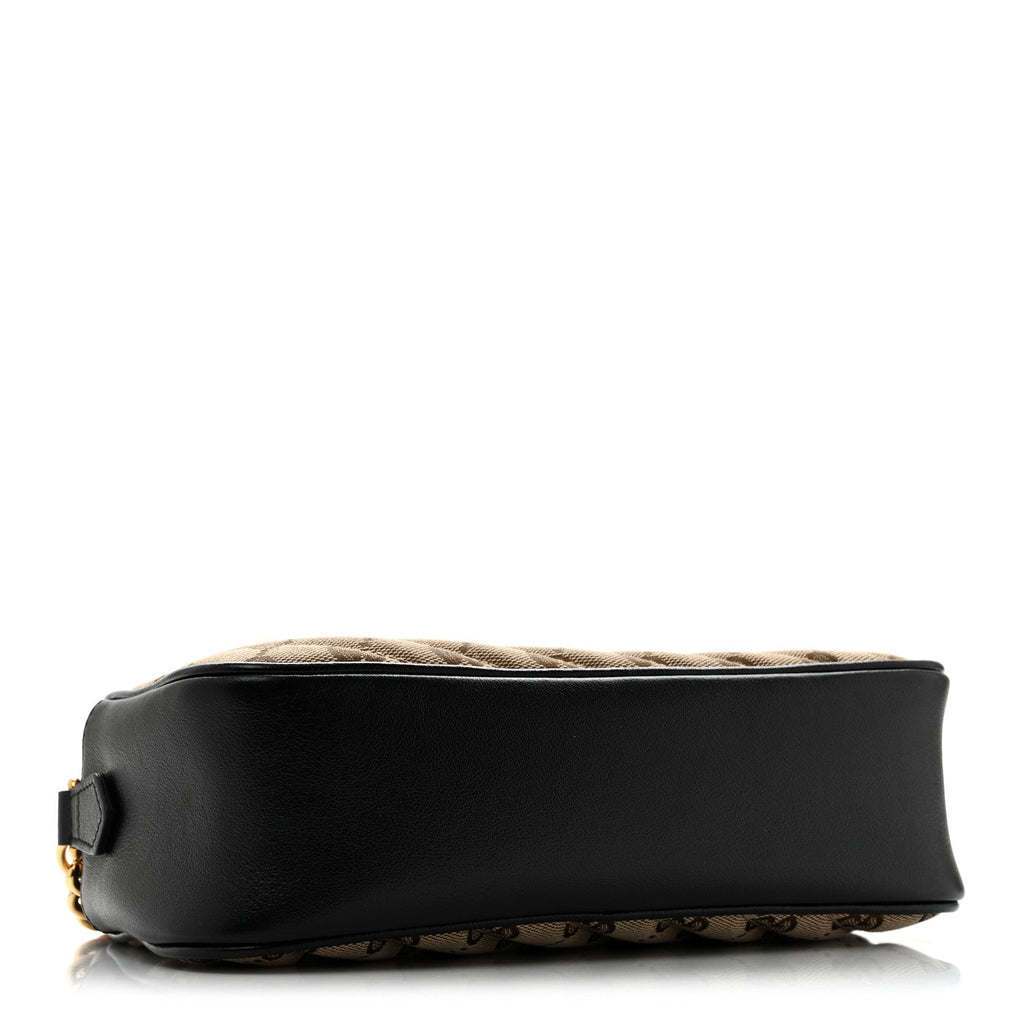 Monogram Matelasse Diagonal Small GG Marmont Chain Shoulder Bag Beige Black