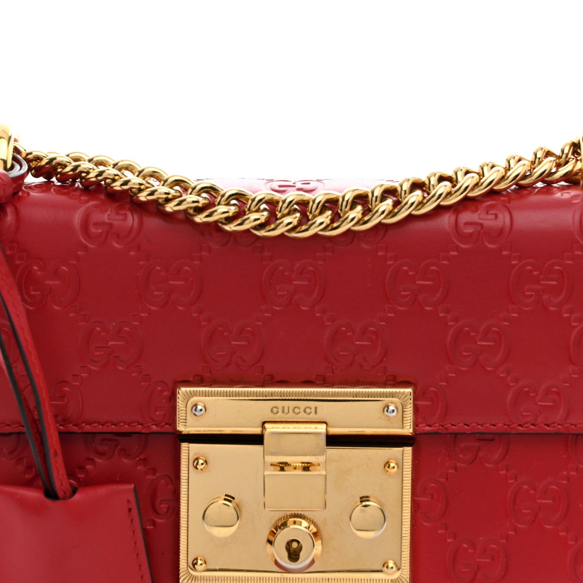 Guccissima Small Padlock Shoulder Bag Hibiscus Red
