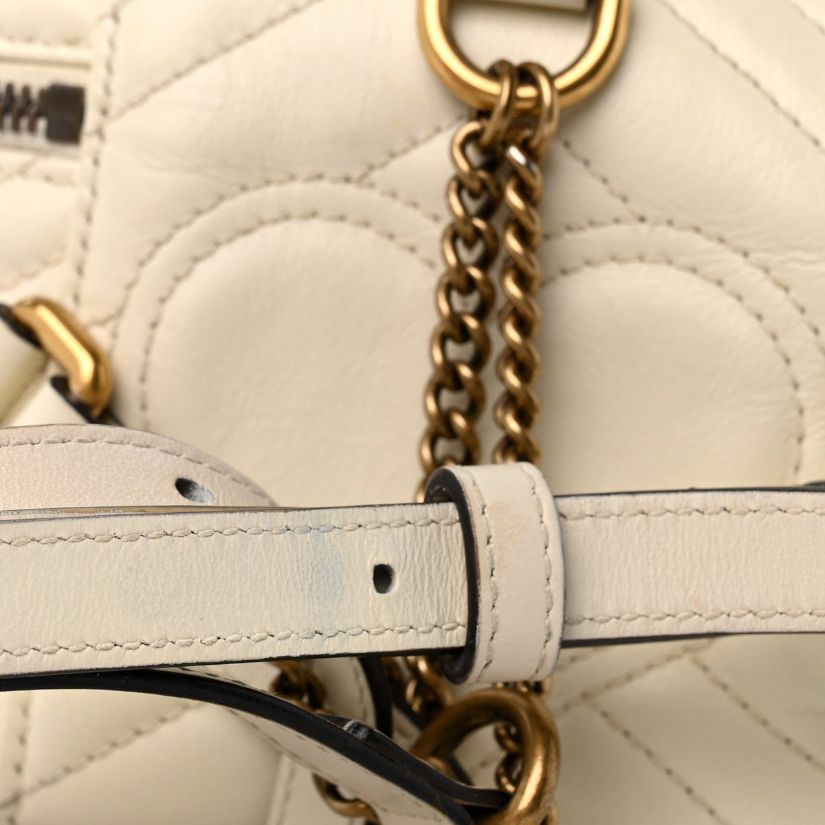 Calfskin Matelasse Mini GG Marmont Round Backpack White