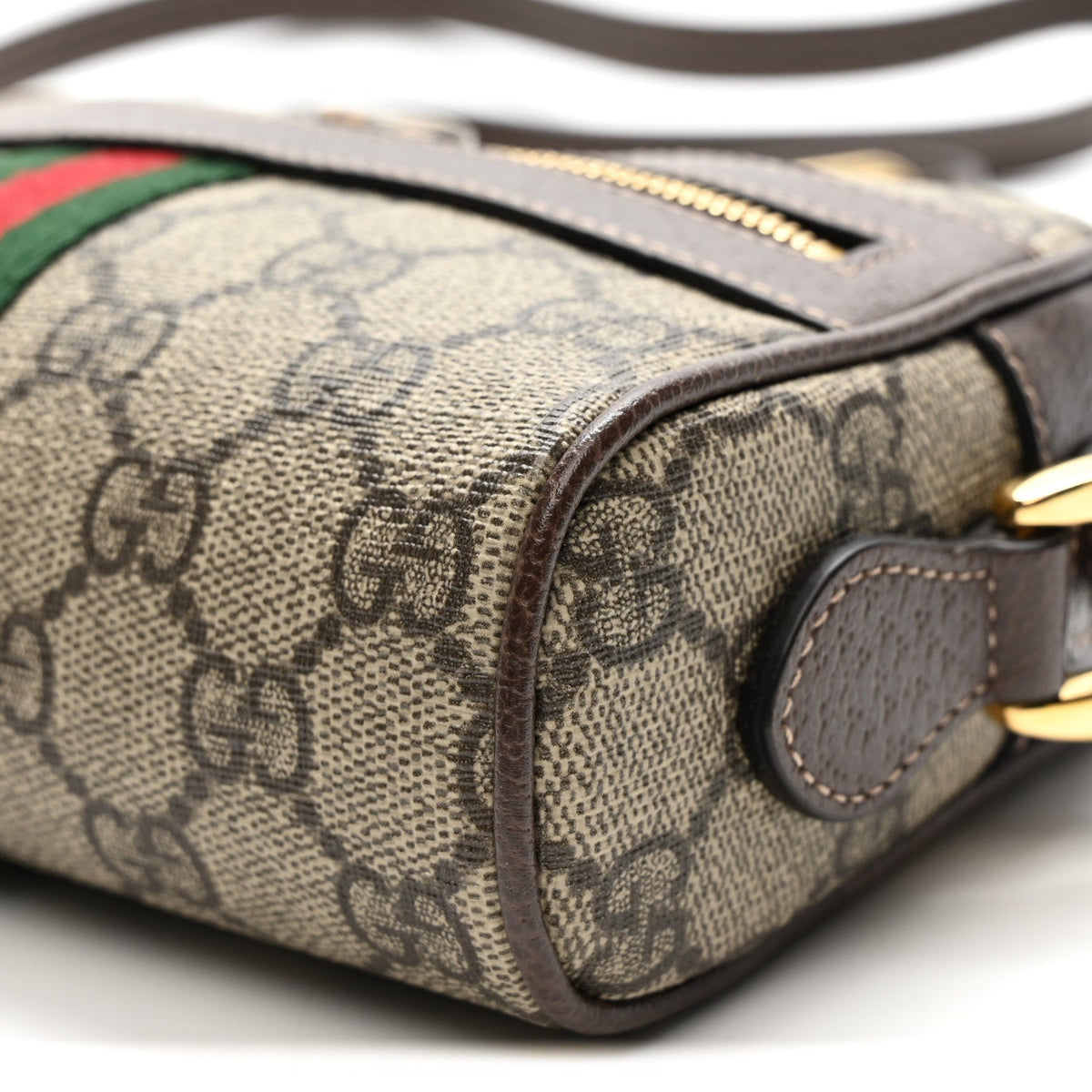 GG Supreme Monogram Web Mini Ophidia Shoulder Bag Brown