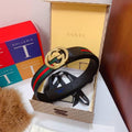GUCCI Embellished coated-canvas and leather belt 'Black/Green/Red'