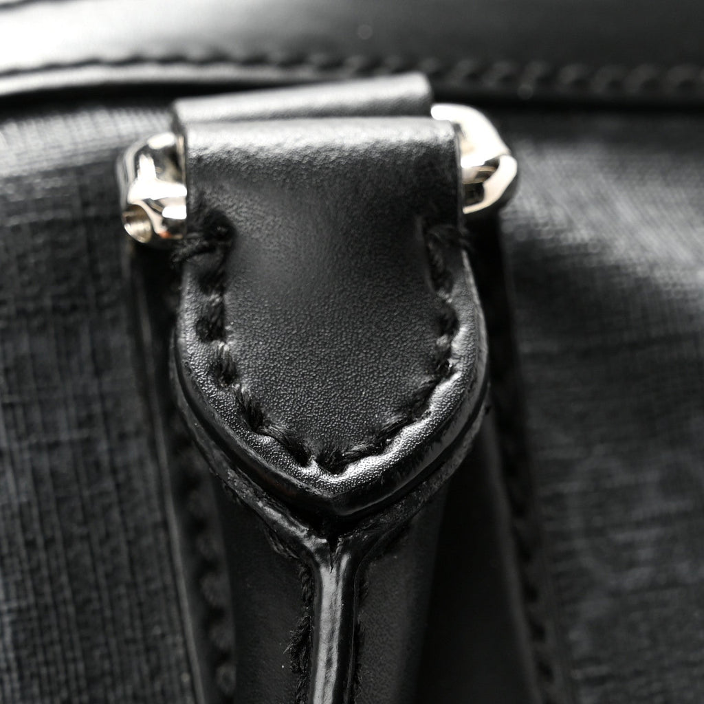 Soft GG Supreme Monogram Appia Calfskin Web Medium Carry On Duffle Bag Black Grey