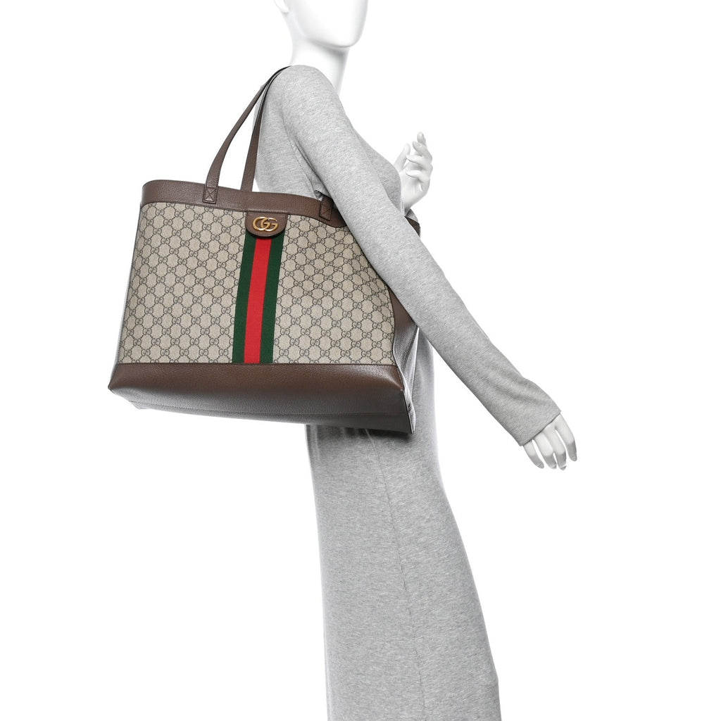 Gg Supreme Monogram Web Ophidia Tote Brown