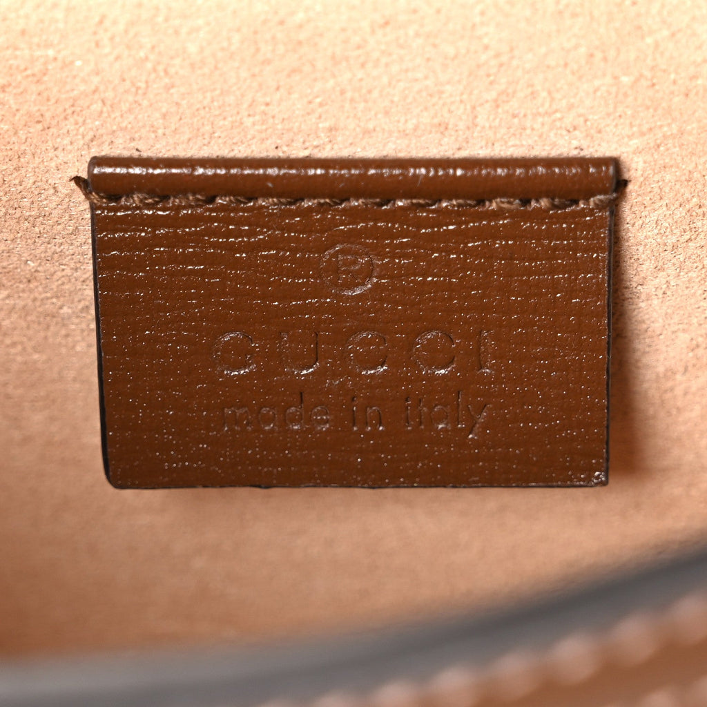 GG Supreme Monogram Mini Horsebit 1955 Shoulder Bag Beige Brown Sugar