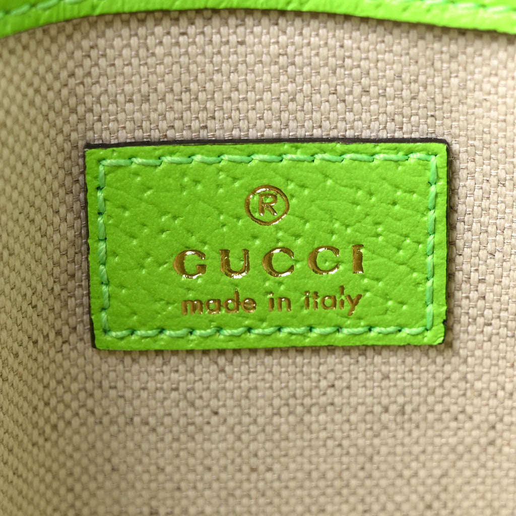GG Supreme Monogram Web Small Ophidia Belt Bag Beige Ebony Electric Green