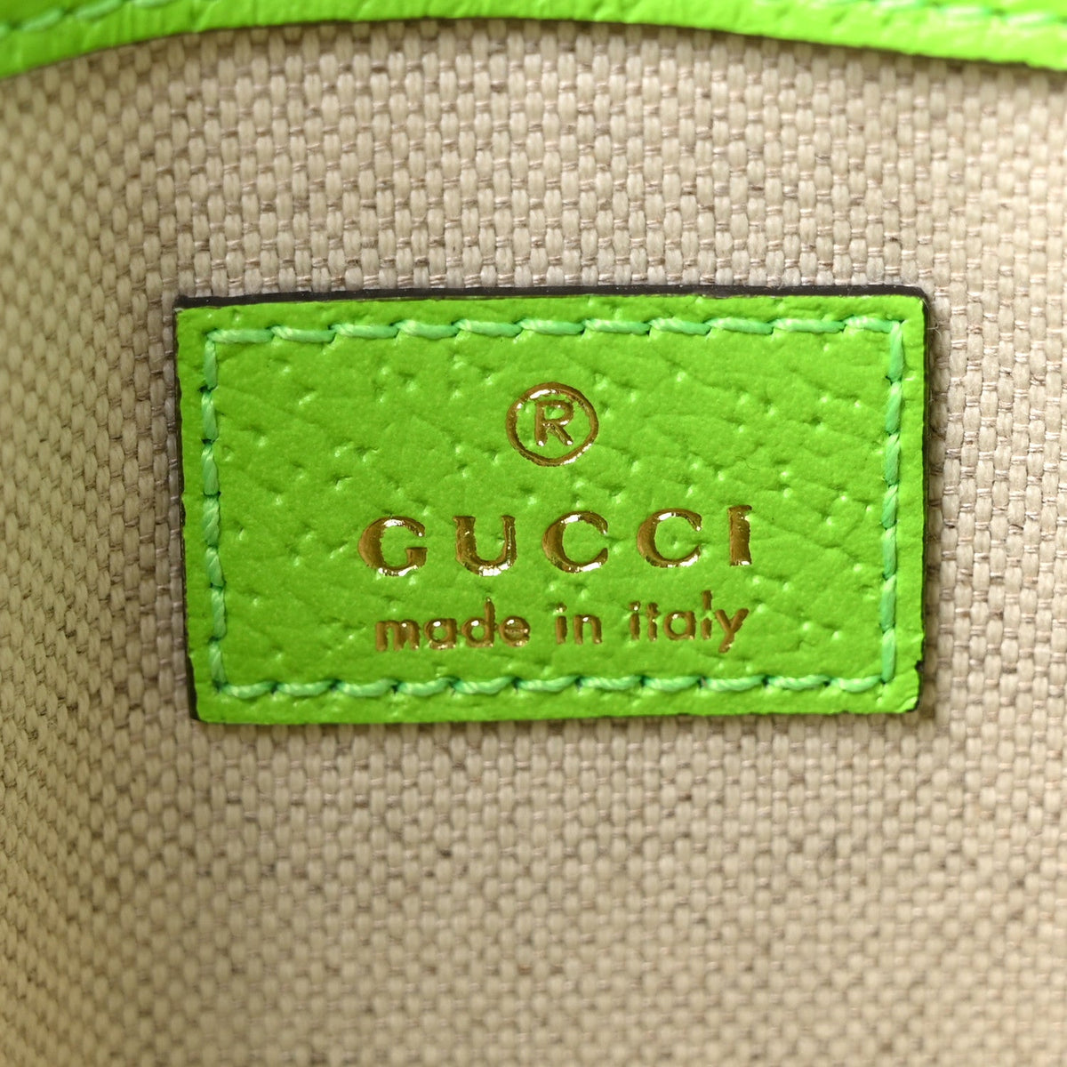 GG Supreme Monogram Web Small Ophidia Belt Bag Beige Ebony Electric Green