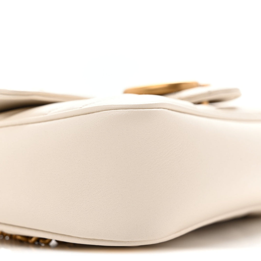 Calfskin Matelasse Super Mini GG Marmont Shoulder Bag White