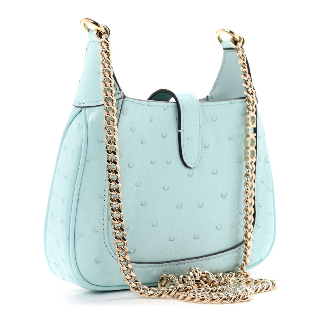 Shiny Ostrich Mini Jackie Notte Blue