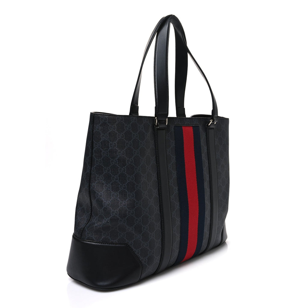 GG Supreme Monogram Web Tote Black Grey