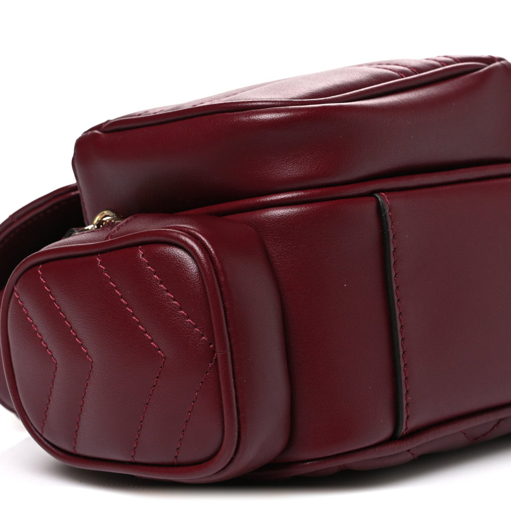 Calfskin Matelasse Small GG Marmont Multi Pocket Shoulder Bag Rosso Ancora
