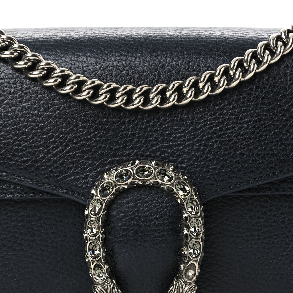 Pebbled Calfskin Small Dionysus Shoulder Bag Black