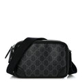 GG Supreme Monogram Textured Calfskin Emblem Mini Crossbody Black