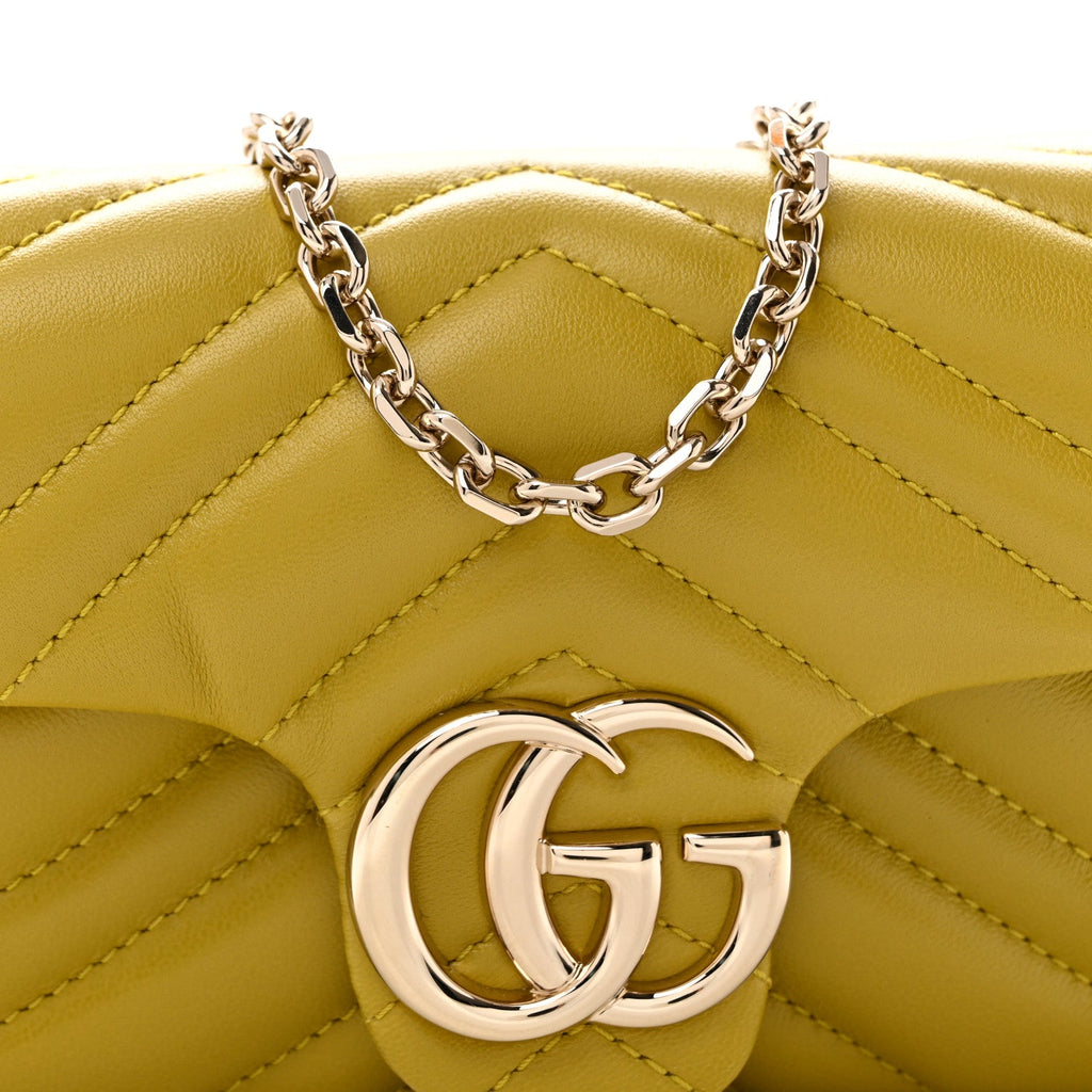 Lambskin Matelasse Mini GG Marmont Shoulder Bag Oil Yellow