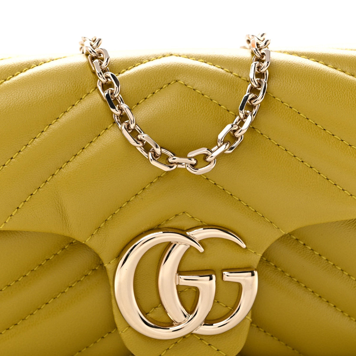 Lambskin Matelasse Mini GG Marmont Shoulder Bag Oil Yellow