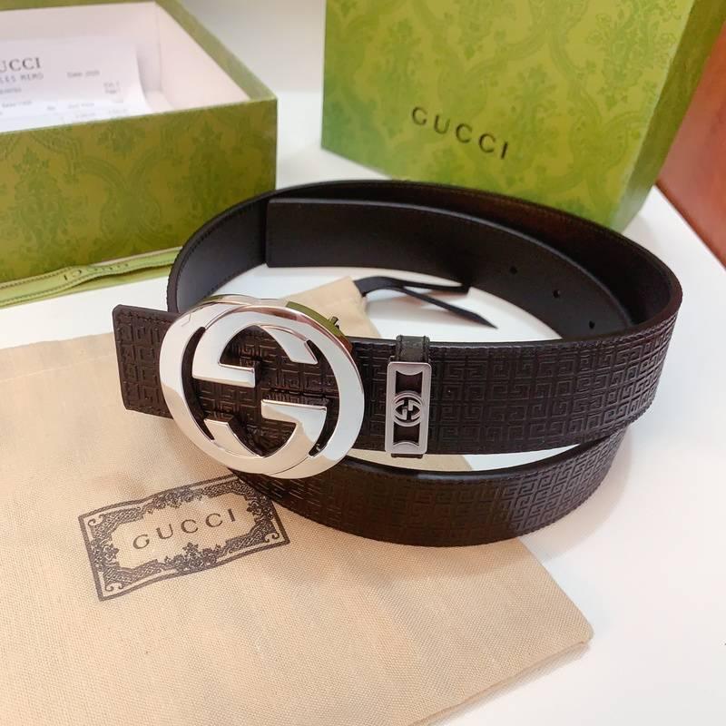 GUCCI Embellished coated-canvas and leather belt 'Black'