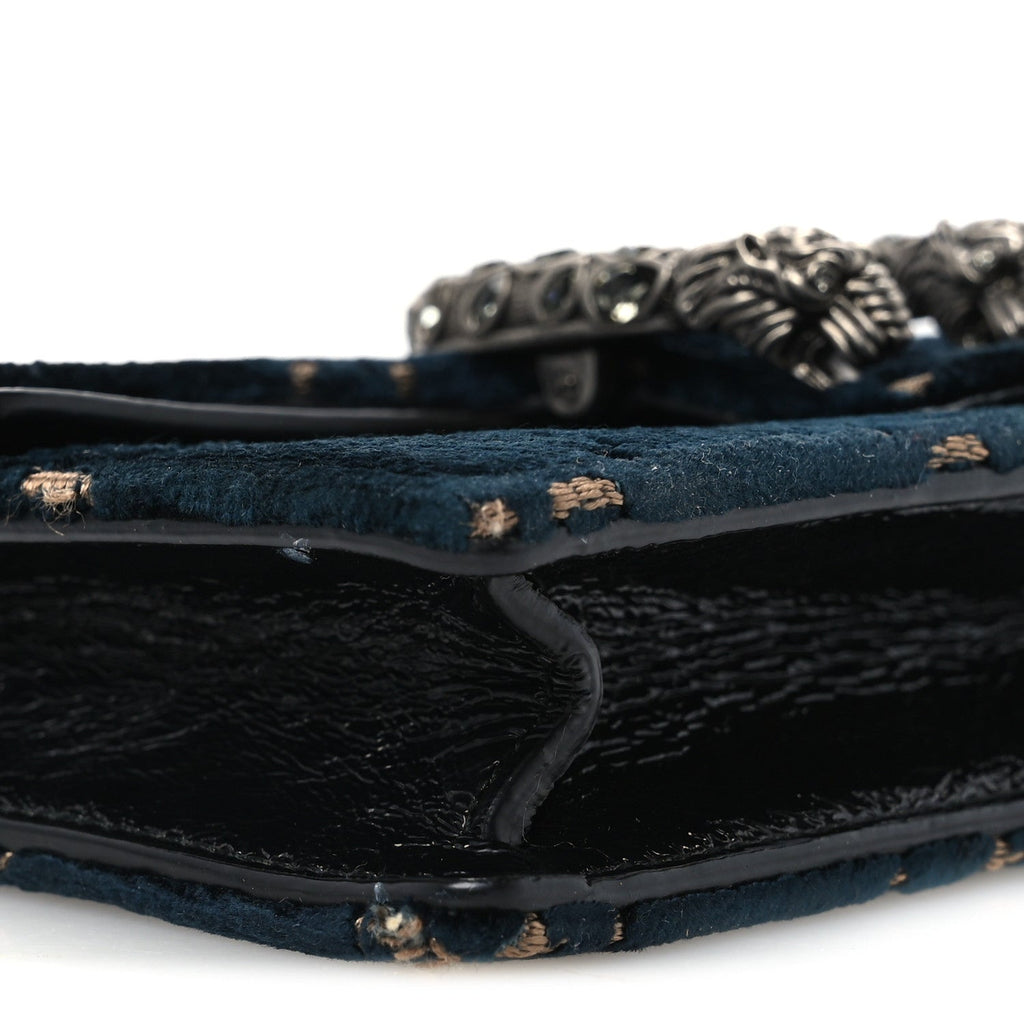 Velvet GG Monogram Super Mini Dionysus Shoulder Bag Blue Beige Black