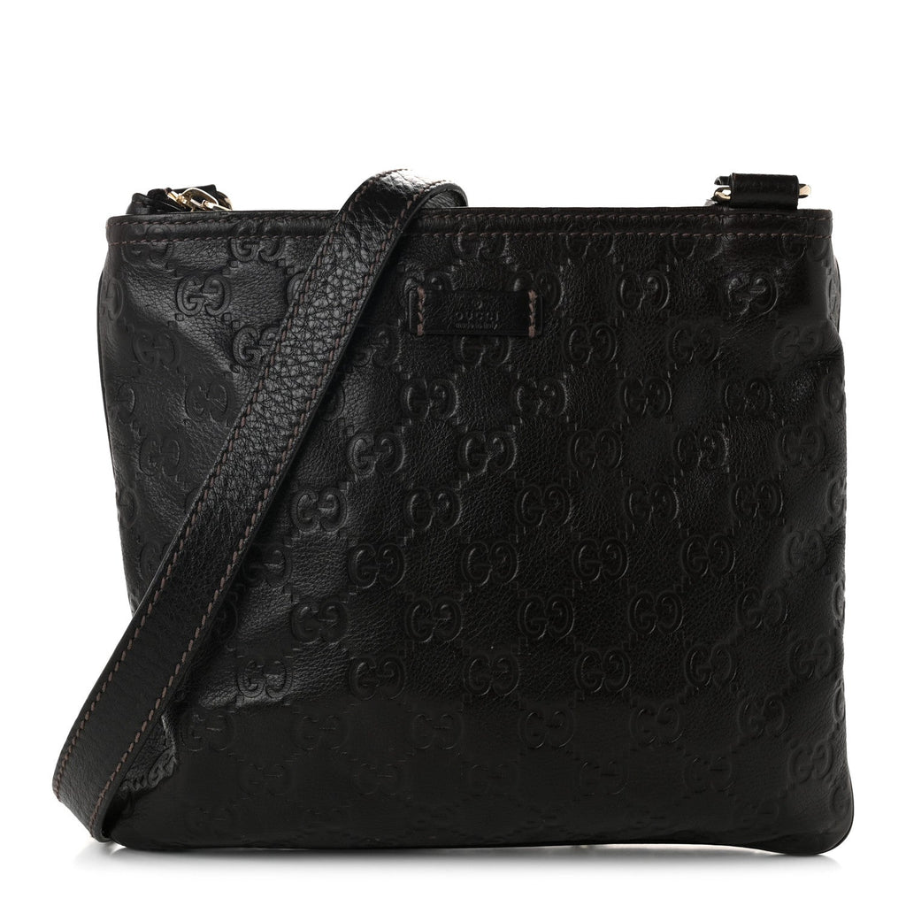 Guccissima Small Flat Messenger Bag Dark Brown