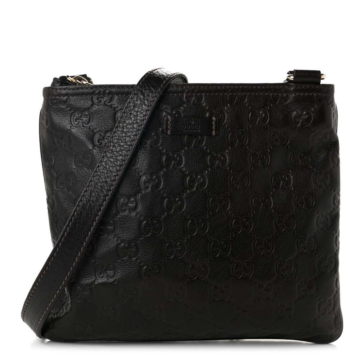 Guccissima Small Flat Messenger Bag Dark Brown