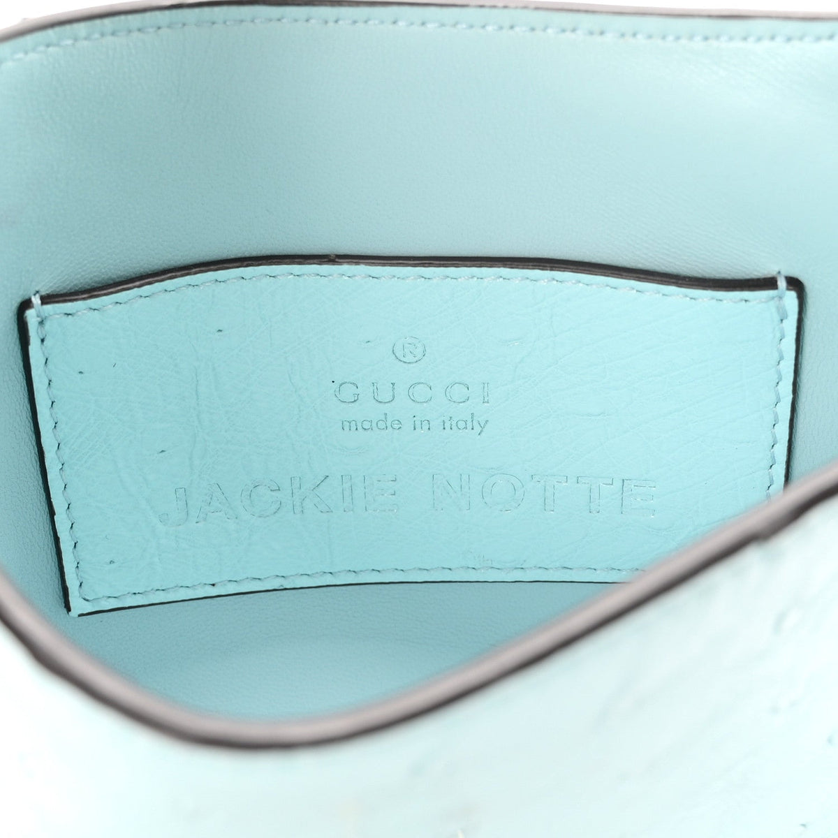 Shiny Ostrich Mini Jackie Notte Blue