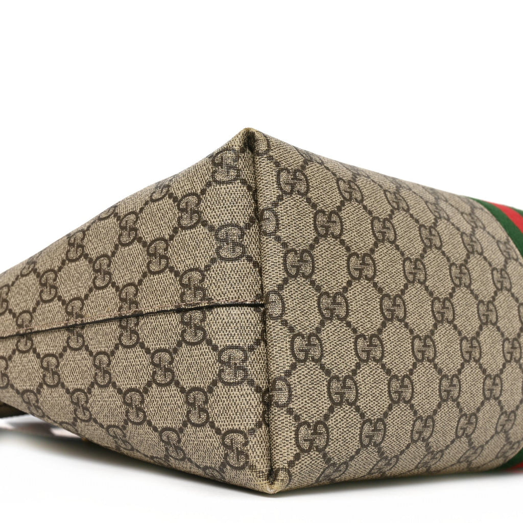 GG Supreme Monogram Medium Ophidia Shopping Tote Brown