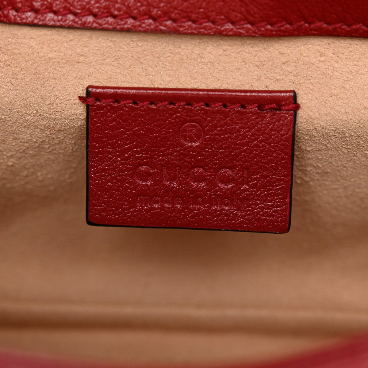 Vintage Effect Calfskin Matelasse Diagonal Super Mini Torchon GG Marmont Shoulder Bag Black Romantic Cherry
