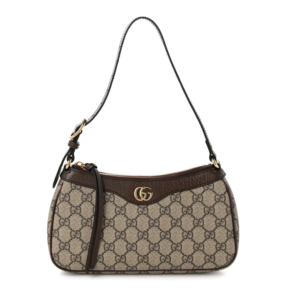 GG Supreme Monogram Textured Dollar Calfskin Small Ophidia Hobo Beige Ebony New Acero