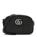 Calfskin Matelasse Aria Small GG Marmont Chain Shoulder Bag Black