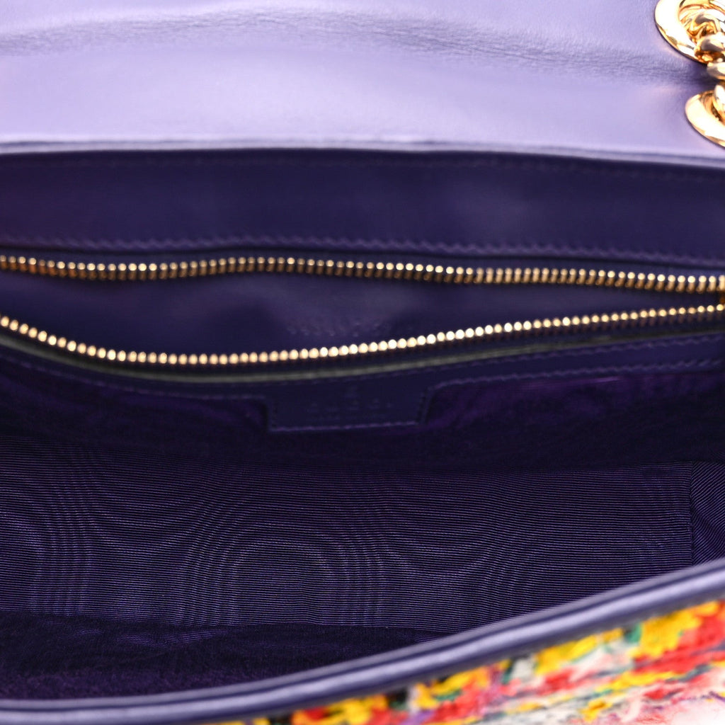Tweed Calfskin Small GG Marmont Shoulder Bag Multicolor