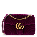 Velvet Matelasse Medium GG Marmont Shoulder Bag Fuchsia Violet Cyclamen