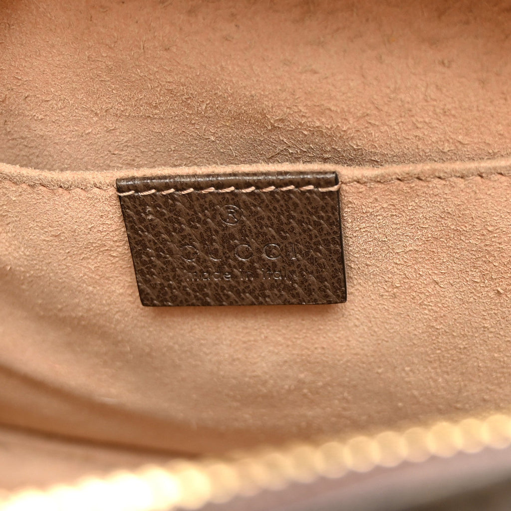 GG Supreme Monogram Mini Ophidia Top Handle Shoulder Bag Brown
