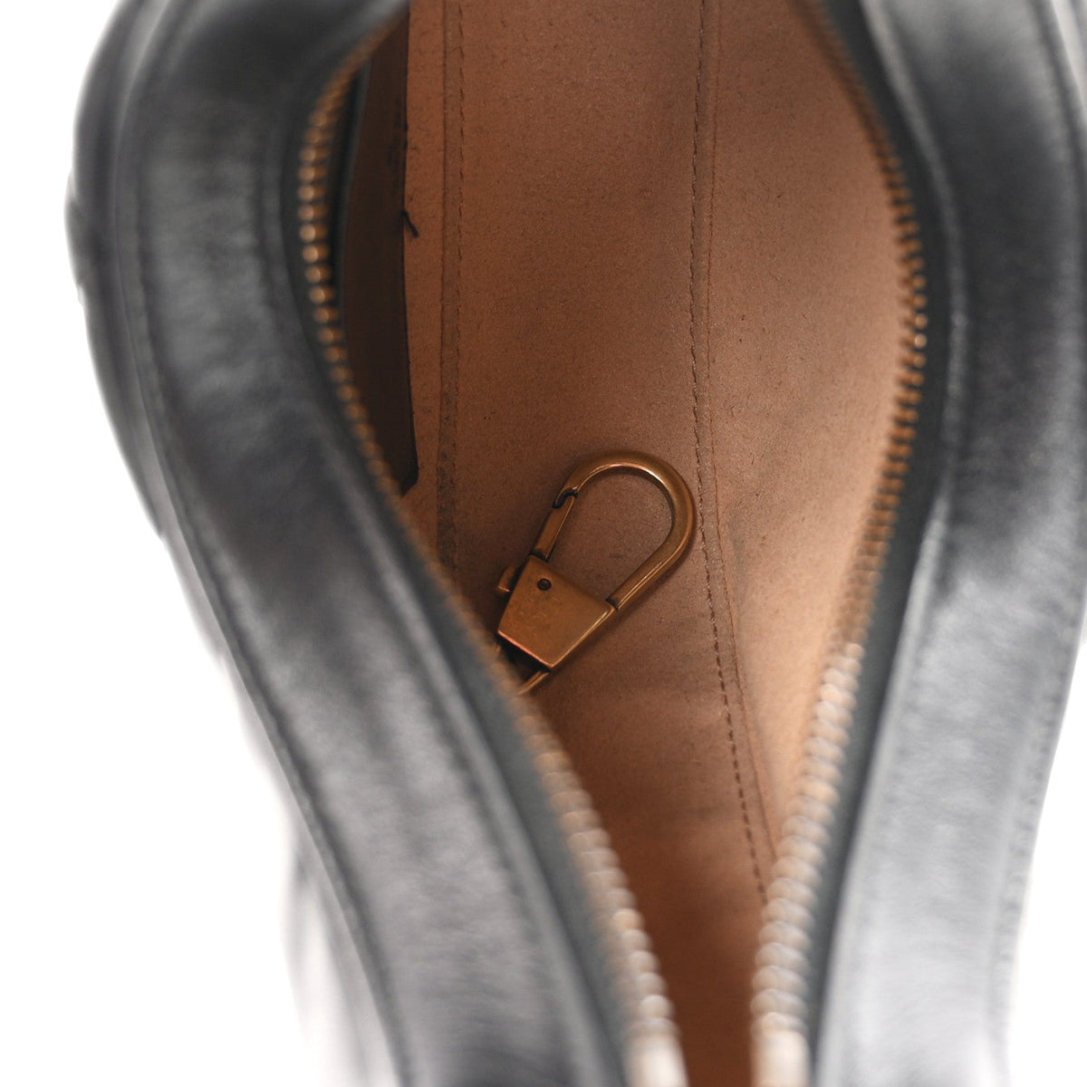 Calfskin Matelasse Chevron Mini GG Marmont Half Moon Hobo Black