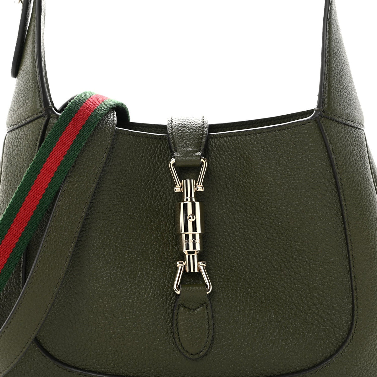 Grand Prix Calfskin Web Medium Jackie 1961 Hobo Dark Green