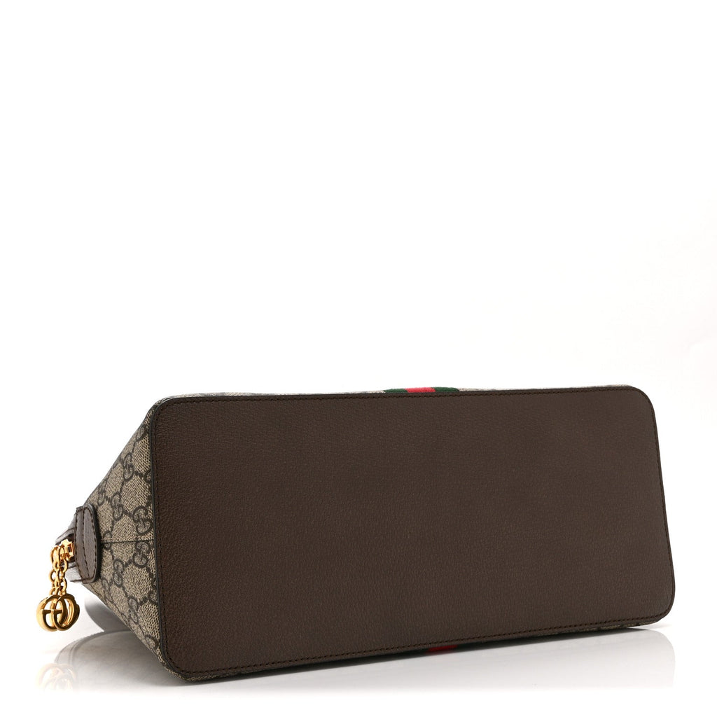 GG Supreme Monogram Web Medium Ophidia Top Handle Dome Bag Brown
