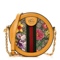 GG Supreme Monogram Flora Web Mini Ophidia Round Shoulder Bag Beige Multicolor Crop