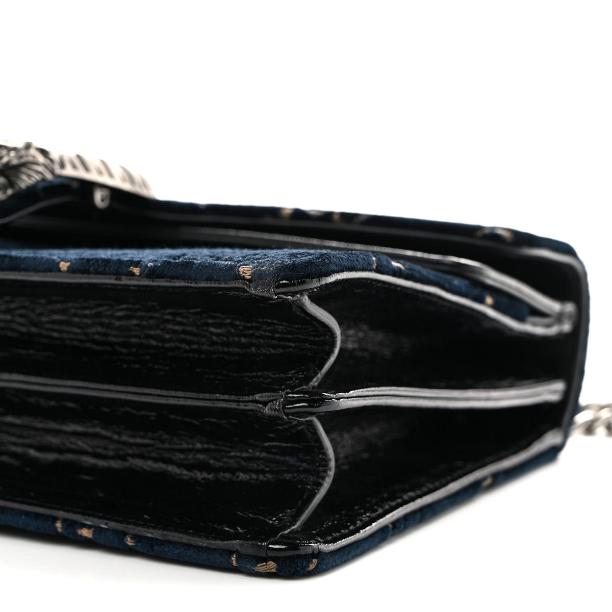 Velvet Skipper GG Monogram Small Dionysus Shoulder Bag Blue Beige Black