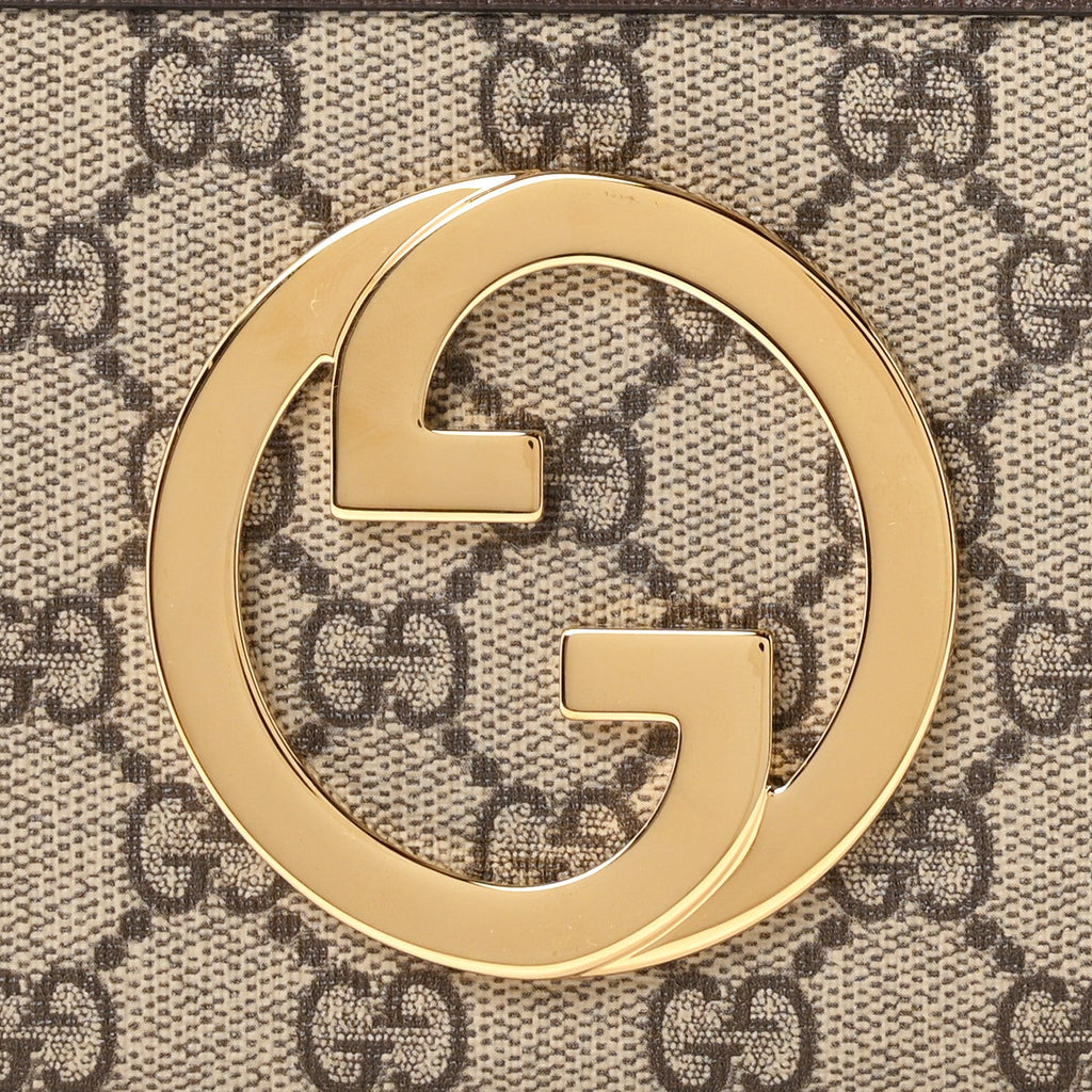 GG Supreme Monogram Textured Dollar Calfskin Mini Blondie Belt Bag Beige Ebony New Acero