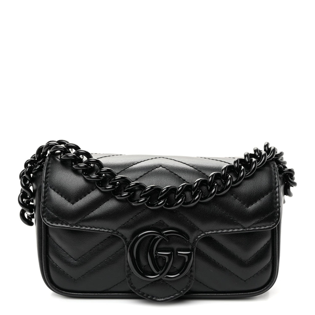 Calfskin Matelasse Monochrome GG Marmont Chain Belt Bag Black