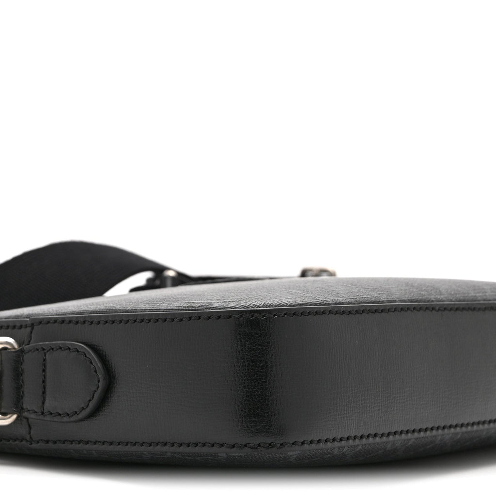 GG Supreme Monogram Azalea Calfskin Retro Interlocking G Wristlet Shoulder Bag Black