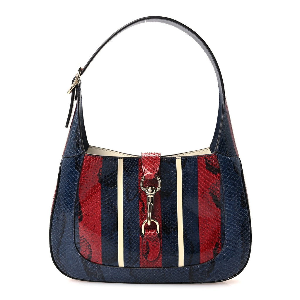 Snakeskin Web Small Jackie 1961 Hobo Rosso Ancora Blue