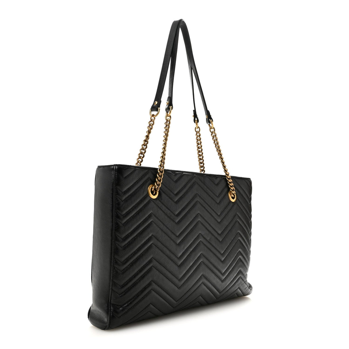 Vintage Calfskin Matelasse Medium GG Marmont Slim Tote Black