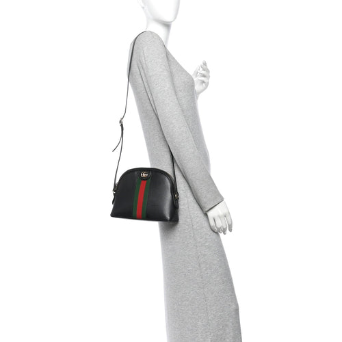 Calfskin GG Web Small Ophidia Dome Shoulder Bag Black