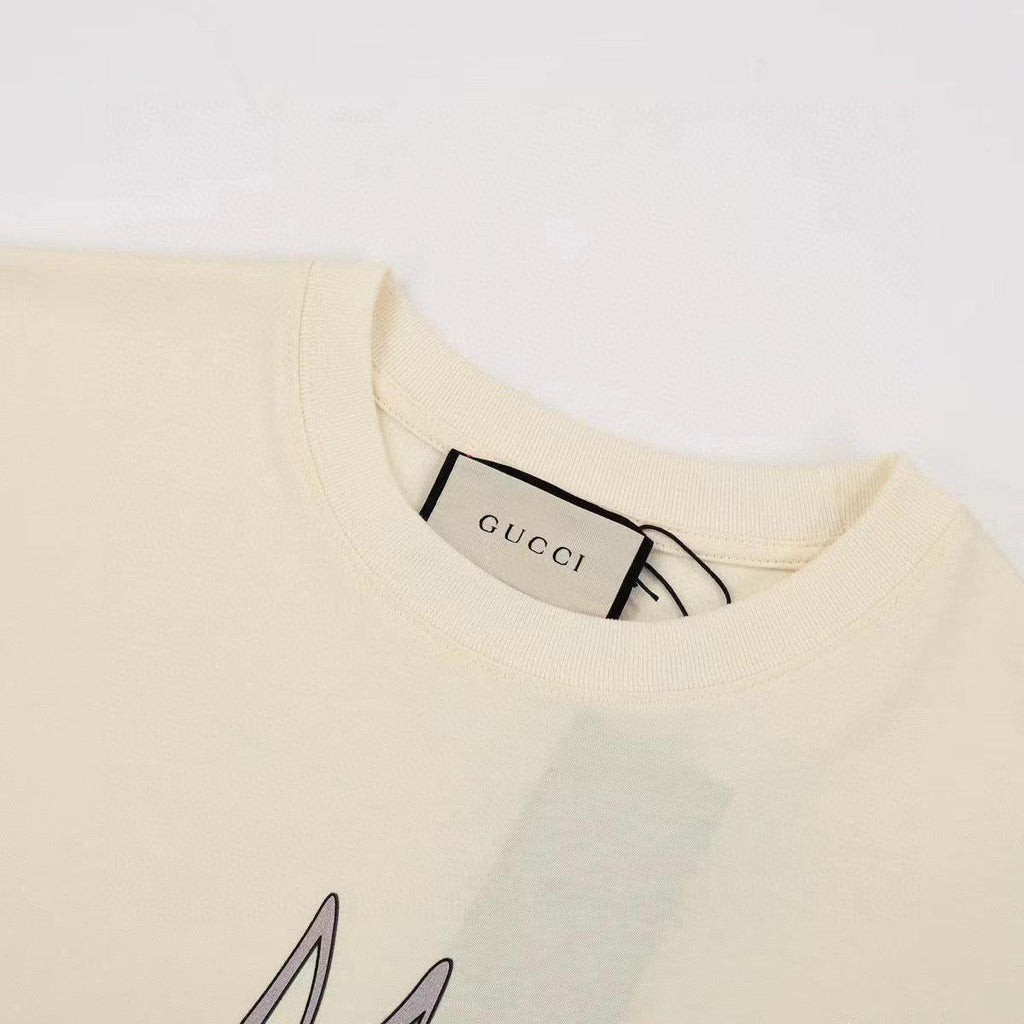 Gucci Collarless T-Shirt - Beige Premium Cotton Crewneck